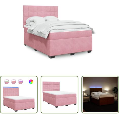 Matelas à ressorts ensachés - Sommier à lattes de lit avec matelas Rose 140x200 cm Velours (1/5)