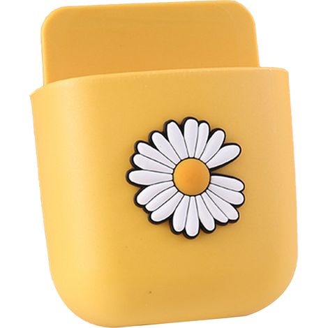Boîte de rangement murale à motif marguerite jaune, idéale pour ranger votre téléphone et décorer votre intérieur. (1/2)
