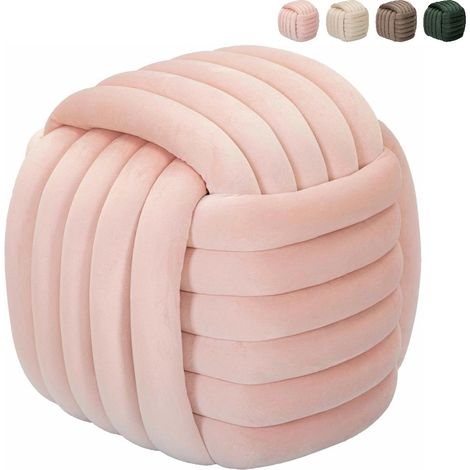 Pouf in Velluto Rosa Quadrato Elegante per Salotto Camera da Letto (1/5)