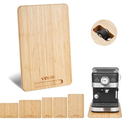 VEVOR Deslizador para Electrodomesticos 356 x 241 x 21 mm Bandeja Deslizante de Madera Grosor de 1,8 cm con Ruedas de Goma y Asa Hueca ideal para Cafeteras y Encimeras de Cocina, Color de Madera (1/5)