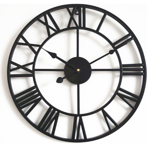 Horloge métal Vintage - Noire 60 cm (1/2)