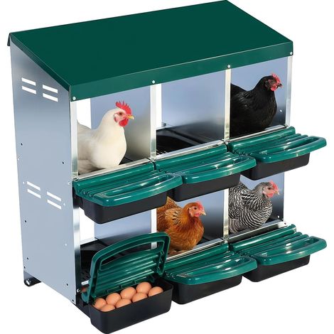 Caisse de Nidification pour Poules, Acier Robuste, Facile Ă Nettoyer, 6-Hole (1/2)