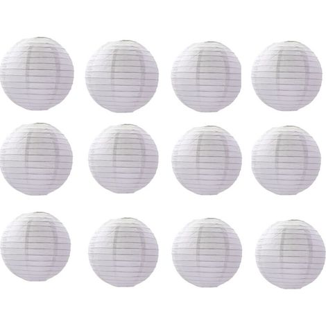 Lot de 12 Lanternes en Papier Décoratives Lanterne en Papier Blanc de 8 Pouces Abat-Jour Rond Décoratif (1/2)