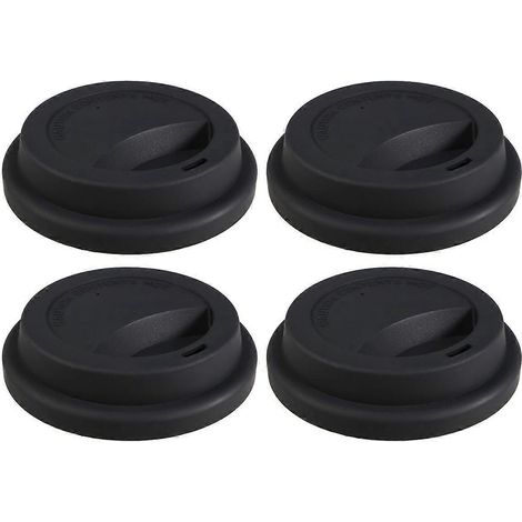 Stück Silikon-Kaffeebecherdeckel, wiederverwendbare Reisebecherabdeckungen, staubdichte Kaffeebecherdeckel (Schwarz)-9.5X9.5X2cm-Black (1/3)