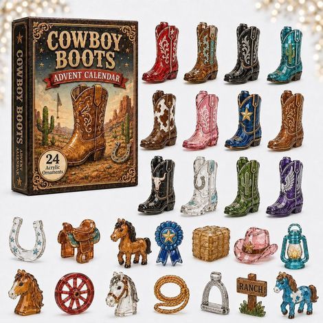Botte de cowboy seule calendrier avent 2026 2D boîte surprise