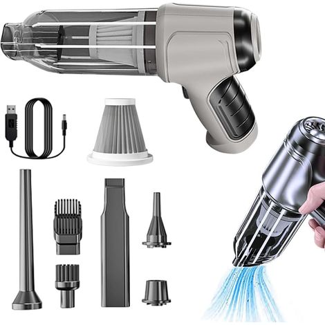 Aspiradora inalámbrica para coche de 120 W y 12000 Pa, para uso en seco y húmedo, recargable, USB tipo C, filtro HEPA, 372 g (1/5)