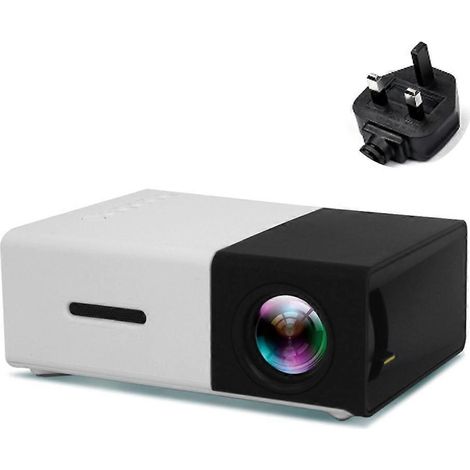 800 Lumen, 80-Zoll-Leinwand, tragbarer Mini-Filmprojektor (1080p), UK-Stecker, Schwarzweiß