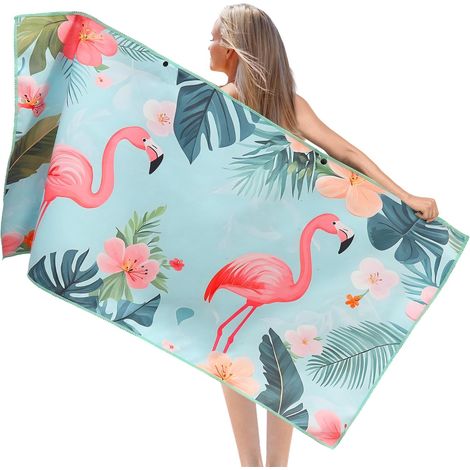 Grande serviette de plage en microfibre 90 x 180 cm, serviette en microfibre et résistante au sable, serviette de sport légère et à séchage rapide, adaptée pour la plage, la gym, les voyages (1/5)