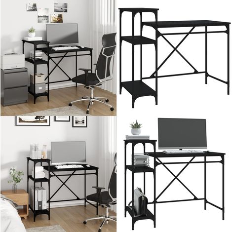Schreibtisch mit Regal Schwarz 105x50x90cm Holzwerkstoff Eisen - Industrielles Schreibtisch - Schreibtisch Schwarz - Bürotisch - Holzwerkstoff Schreibtisch - Metall Schreibtisch - Home & Living (1/5)
