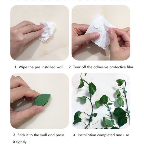 Lot de 50 fixations murales invisibles pour plantes grimpantes, clips de maintien pour lierre et feuillage, organiseur de tiges vertes (sachet vert) (1/5)