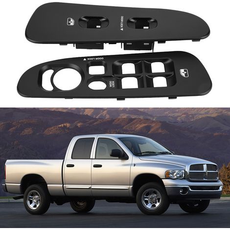 Fensterheberschalter-Rahmenblende für Dodge Ram 1500/2500/3500 (2002–2005) – Paar-Set, schwarzes ABS (1/5)