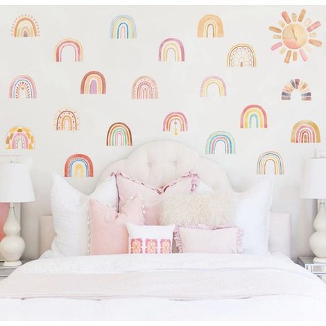 Sticker mural arc-en-ciel soleil,décoration murale pour salon chambre bureau (1/5)