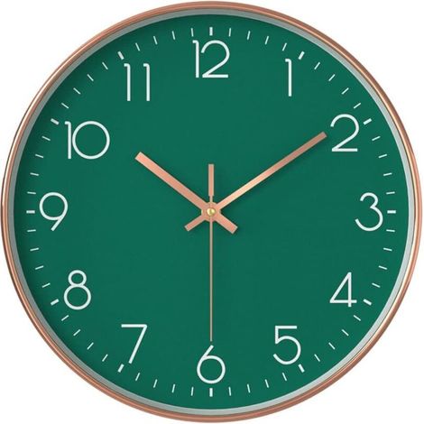 Orologio da parete moderno per bambini - Silenzioso - 30 cm - Al quarzo - A batteria - Ideale per ufficio, aula, soggiorno, camera da letto (verde) (1/4)