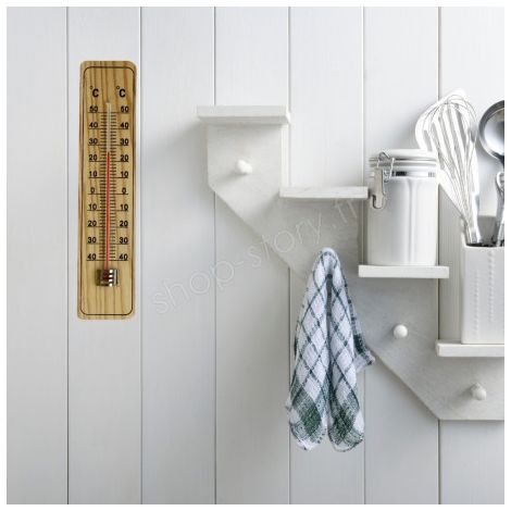 Thermomètre en bois mural pour intérieur et extérieur de -40°C à +50°C - 22 cm (1/5)