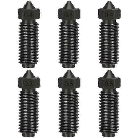 Kit de buses pour imprimante 3D Hotend, 6 buses haute température en acier trempé, 0,2, 0,4, 0,6, 0,8 mm pour filament de 1,75 mm (1/5)