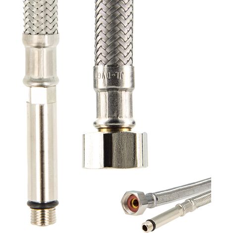 tecuro Sanitärarmaturen Anschlussschlauch M10x1 lang - 3/8 ÜWM x 340 mm - KTW-A- DVGW