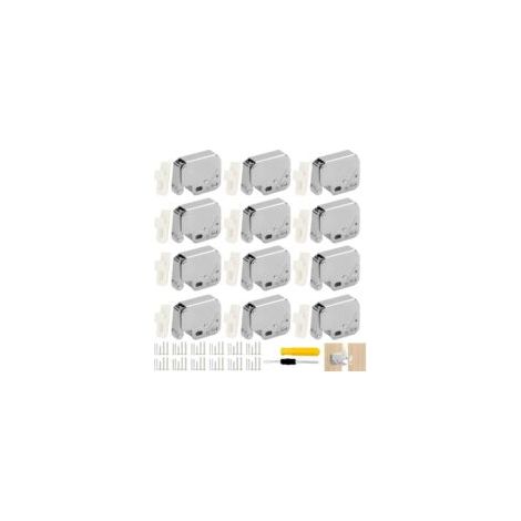 12 broches de resorte, acero inoxidable, mini pestillo, broche para muebles con tornillos y clavos, apto para armarios, roperos y puertas de alacenas - Crezuo (1/4)