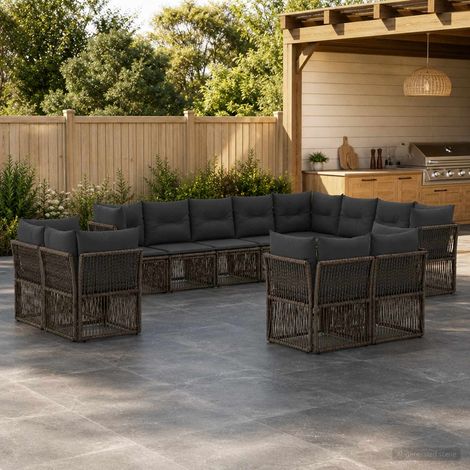 Set Divano da Giardino 12 pcs Grigio polyrattan vidaXL (1/5)