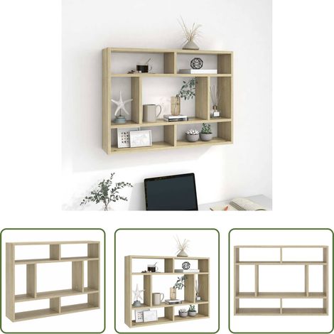 Holz Wandregal -  Wandregal Sonoma-Eiche 75x16x55 cm Holzwerkstoff (1/5)