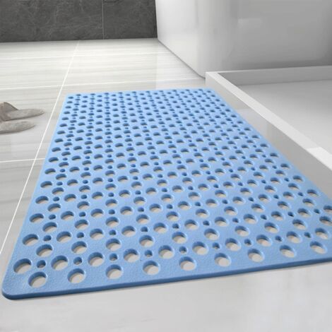 (Bleu, 53 x 53 cm) Tapis de salle de bain antidérapant super doux, tapis à ventouse de salle de bain, adapté aux baignoires lisses/non texturées (1/5)