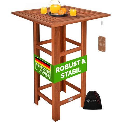 CASARIA® Stehtisch Holz 110 cm Hoch 75 x 75 cm Eckig Massiv Rustikal Indoor Outdoor Bistrotisch Biertisch Gartentisch Partytisch Bartisch (1/5)
