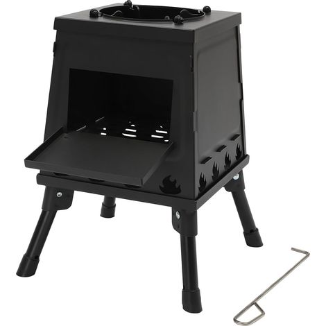 Four de tente - Four à bois portable - Pour camping et extérieur - Chauffage de tente - Noir