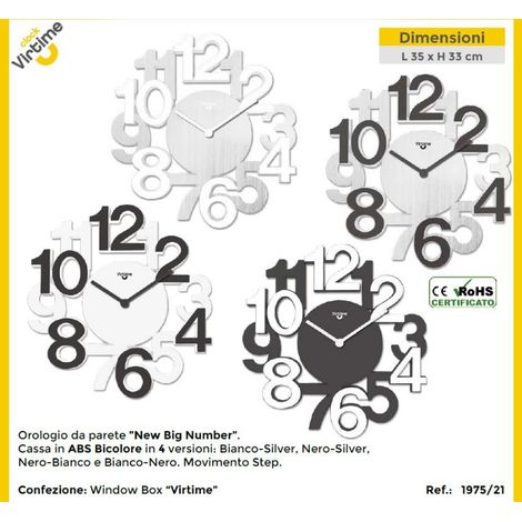 Orologio da Parete in ABS Big Numbers 32,8 x 34,5 cm 4 Modelli (1/2)