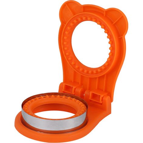 Runder Sandwichausstecher aus Edelstahl – Manuelle Schutzvorrichtung, Burgerbrötchen- und Keksausstecher – Orangefarbener Sandwichausstecher (1/5)