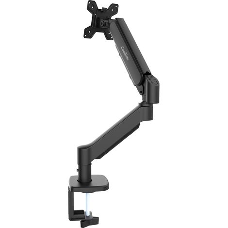CoolBox MP01 - Supporto per monitor e laptop, monitor fino a 8 kg e 32", laptop fino a 17", VESA 75x75 e 100x100, altezza regolabile, inclinazione e rotazione, vassoio inclinabile. Nero