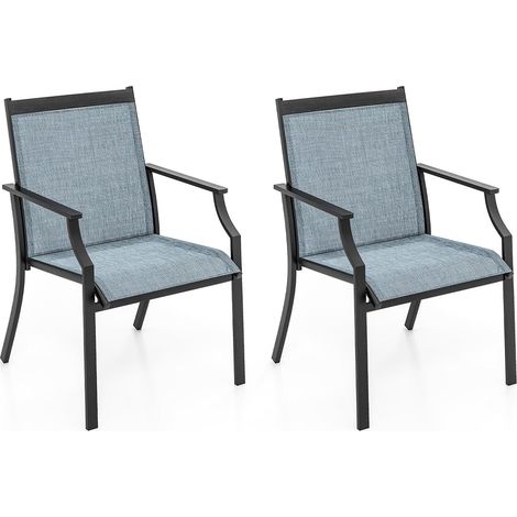 Sedie pranzo patio seduta traspirante telaio metallo schienale Blu (1/3)