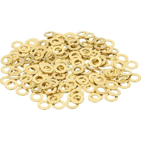 320Pcs Rondelle Métal Plate Laiton, Kit Rondelles Écrasables Cuivre M3 Assortiment, 3mm DI, 6mm DE, 0.5mm Épaisseur Pour Boulons Vis Réparation, Construction (1/5)