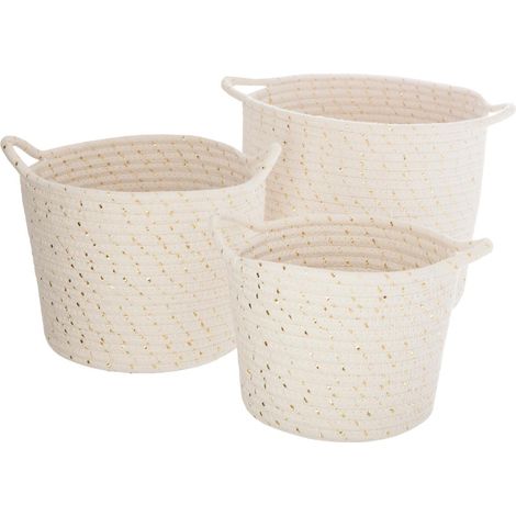 Set di 3 cestini Lurex beige D19,5 22 24 cm - Atmosphera créateur d'intérieur (1/3)