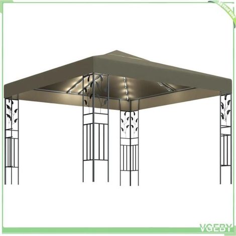 Tonnelle - FAFEICY - 3070312 - 3x3 m - Taupe - Guirlande LED solaire (1/5)