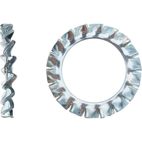 1000 Rondelles Denture Extérieure M4 mm - DIN 6798 A - Zingué blanc - D-Work