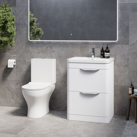 Oslo Gloss White 1150mm Vanity and Jubilee Toilet Suite with Anya Basin - 1150mm - Oslo Standard Handle
