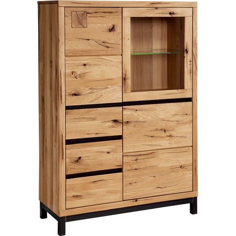Massivmoebel24 – Buffet 103x40 en chêne sauvage huilé – Bois naturel avec éléments métalliques – Charnières et glissières à fermeture douce (1/3)
