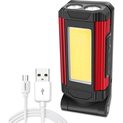 Lampe de travail COB Lampe de service LED avec lampe de service de chargement USB magnétique, rouge (1/5)