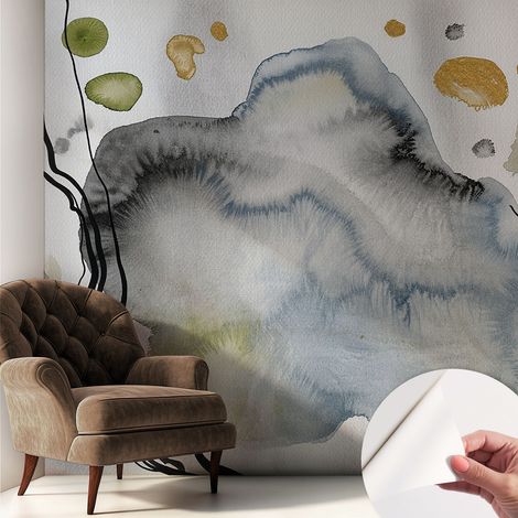 Fototapete Selbstklebend - Wanddekoration - Wandfolie - 3D Tapete Wand - Wohnungsdeko Abstrakte Aquarellmalerei 250x250 cm (1/5)