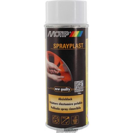 PEINTURE PELABLE ESLASTOMERE SPRAYPLAST BLANC BRILLANT AEROSOL 400ML MOTIP