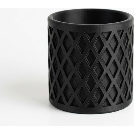 Pot de fleurs noir avec cache-plante géométrique (1/3)