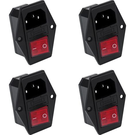 4 Pièces 10A 250V Interrupteur à Bascule de Puissance, Prise Encastrée pour Imprimante 3D, AC Prise d'alimentation du Module d'entrée IEC320 C14, avec 10A Fusible (1/5)