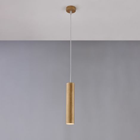 Sospensione in ferro laccato bianco GU10 con decorazione oro antico con cavo elettrico regolabile 1 luce H.30 - MAX 100 - Ø8