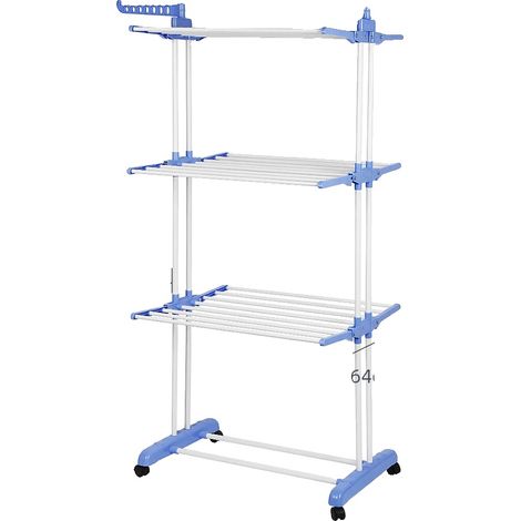 Sèche-linge, design à 4 couches, grande capacité, Bleu et blanc (1/2)
