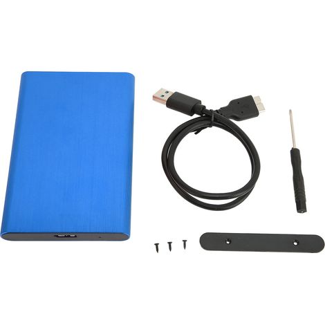 Boîtier disque dur 2.5 pouces USB 3.0 SATA haute vitesse en alliage d'aluminium bleu (1/5)