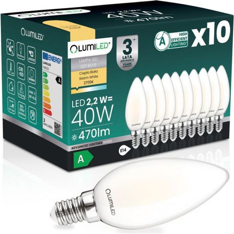 Ampoule LED E14 - 2 2 W - 470 Lm - 2700 K - Angle De Faisceau 360° - Classe Énergétique A - Lot De 10 (1/5)