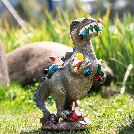 Statue de jardin gnome dinosaure quatorze pouces pour extérieur décoration de pelouse cadeau pour jardinier et passionné de jardin