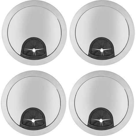 4 Ensembles de Passe-Câbles pour Bureau PC, Couvre-Trous de Câbles Organisateurs en Acier Brossé 53 (1/5)