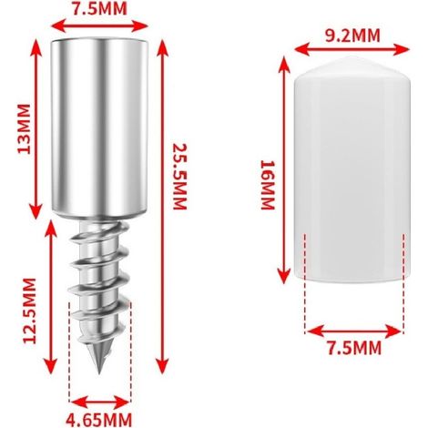 Vis Autotaraudeuse - Support Pour Placard En Lamellé - Fixation Pour Verre Et Panneaux - 25 5 X 7 5 Mm - Acier À Froid - 20 Pièces (1/4)