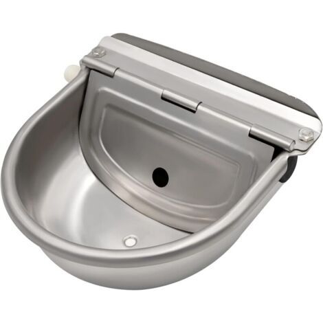 Stainless steel water trough with drain plug and adjustable float valve for horses, dogs, cattle, goats, sheep, pigs, automatic cattle trough