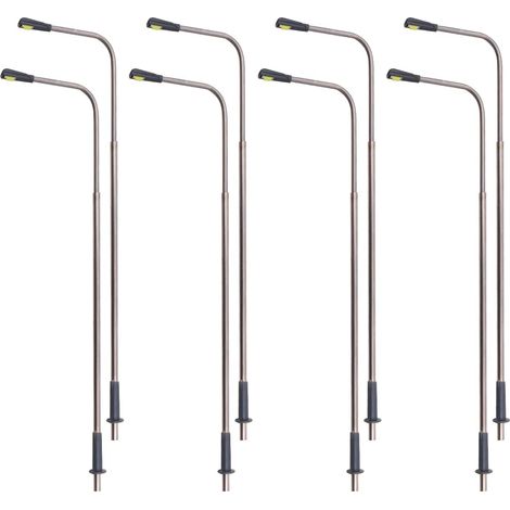 8PCS Poteaux de Signalisation pour Trains de Modèle de Chemin de Fer Lampes LED pour Rue Éclairage de Rue en Métal à Tête Unique Échelle HO OO (1/5)